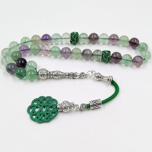 سبحه حجر فلوريت اخضر طبيعي