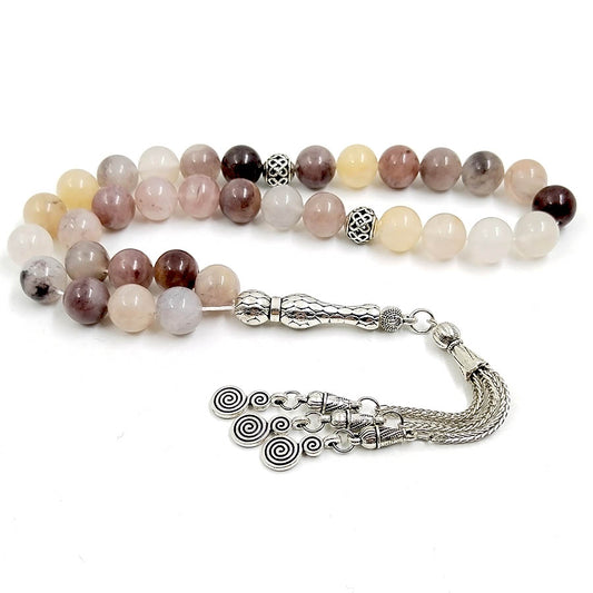 سبحة حجر كوارتز طبيعي