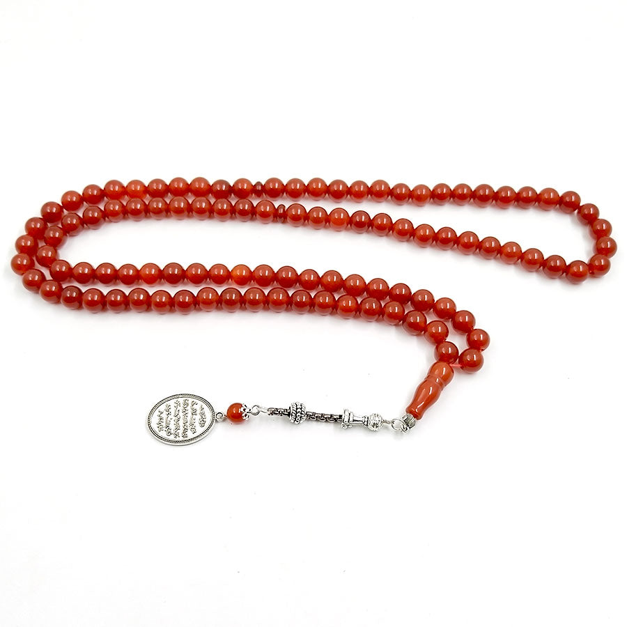 سبحة حجر عقيق احمر 99 خرزات