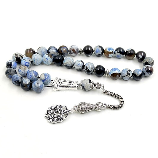 سبحة عقيق برازيلي لون ازرق مميزه