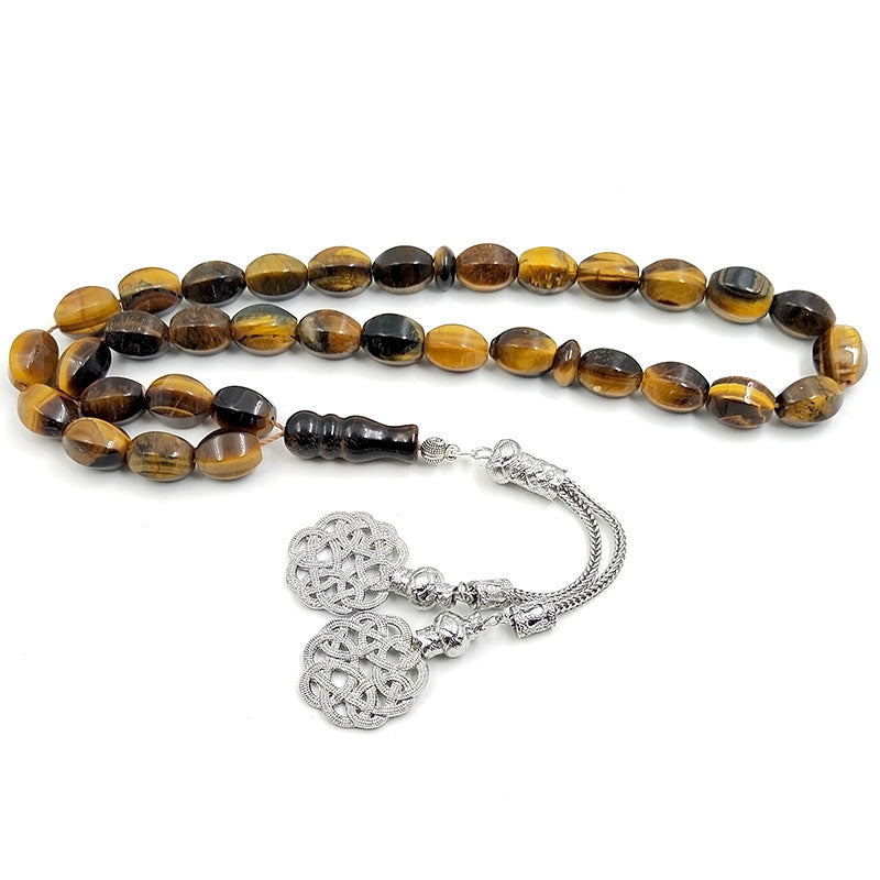 سبحة حجر عين النمر شكل الخرز برميل