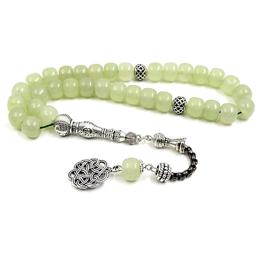 سبحة شينجيانغ اليشم حجر كريم طبيعي