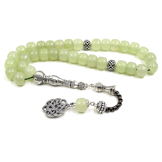 سبحة شينجيانغ اليشم حجر كريم طبيعي