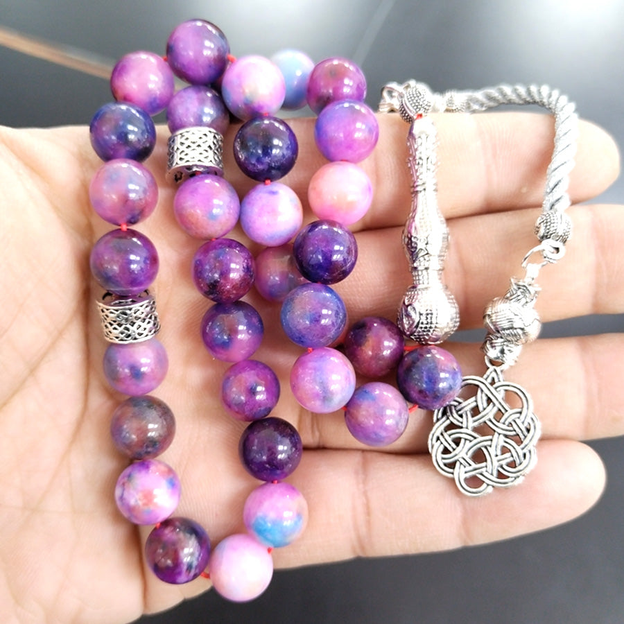 سبحة الأرجواني حجر كوارتز طبيعي