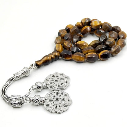 سبحة حجر عين النمر شكل الخرز برميل