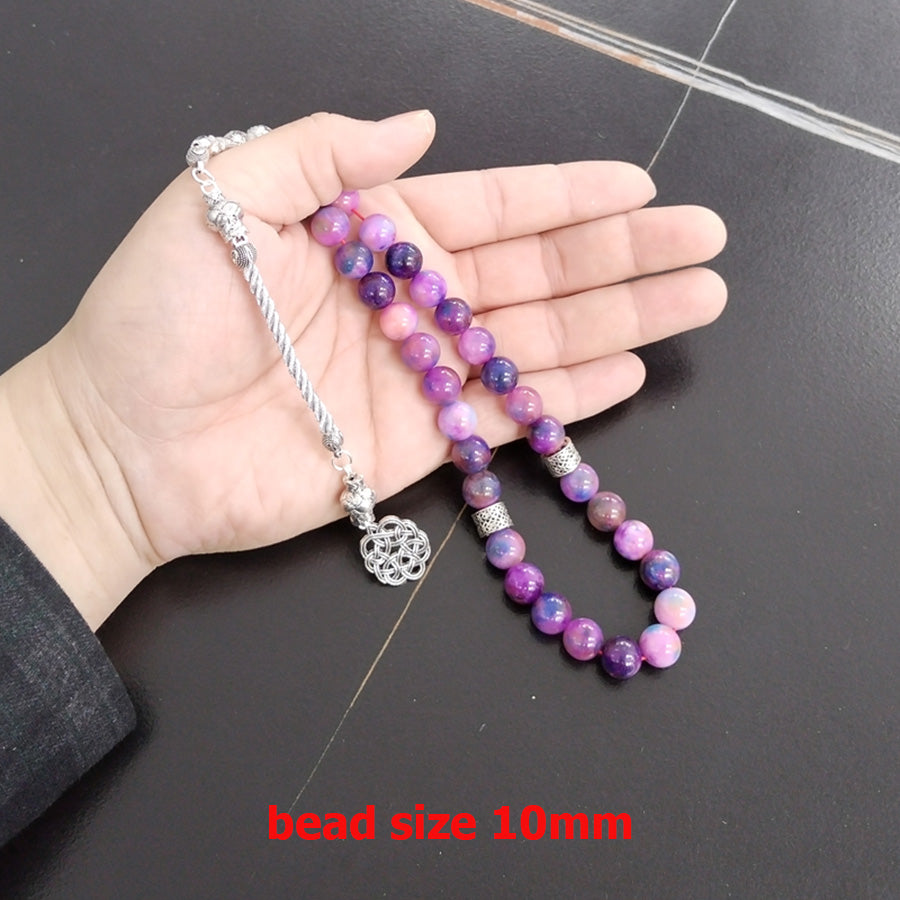 سبحة الأرجواني حجر كوارتز طبيعي