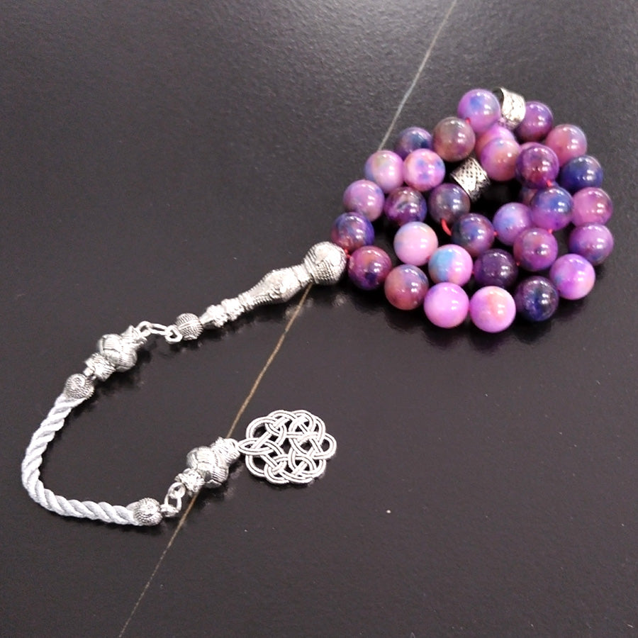 سبحة الأرجواني حجر كوارتز طبيعي