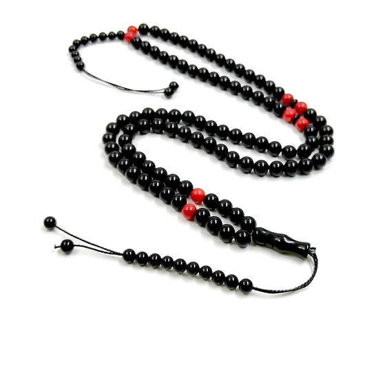 سبحة اونيكس مع مرجان احمر طبيعي