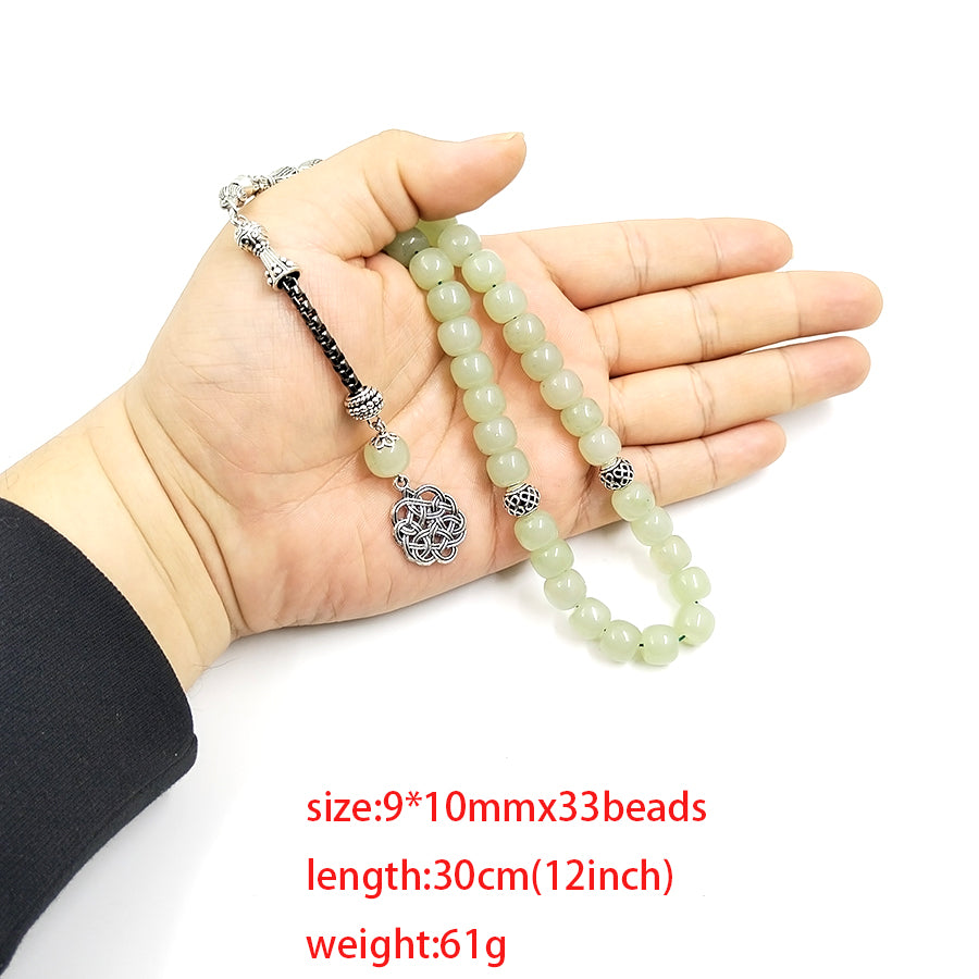 سبحة شينجيانغ اليشم حجر كريم طبيعي