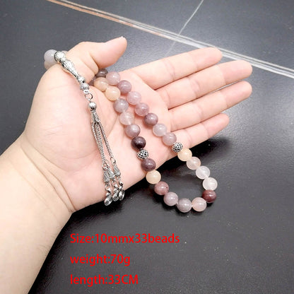 سبحة حجر كوارتز طبيعي