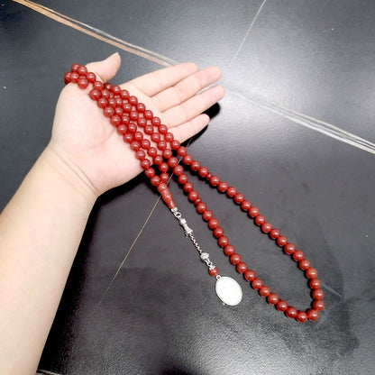 سبحة حجر عقيق احمر 99 خرزات