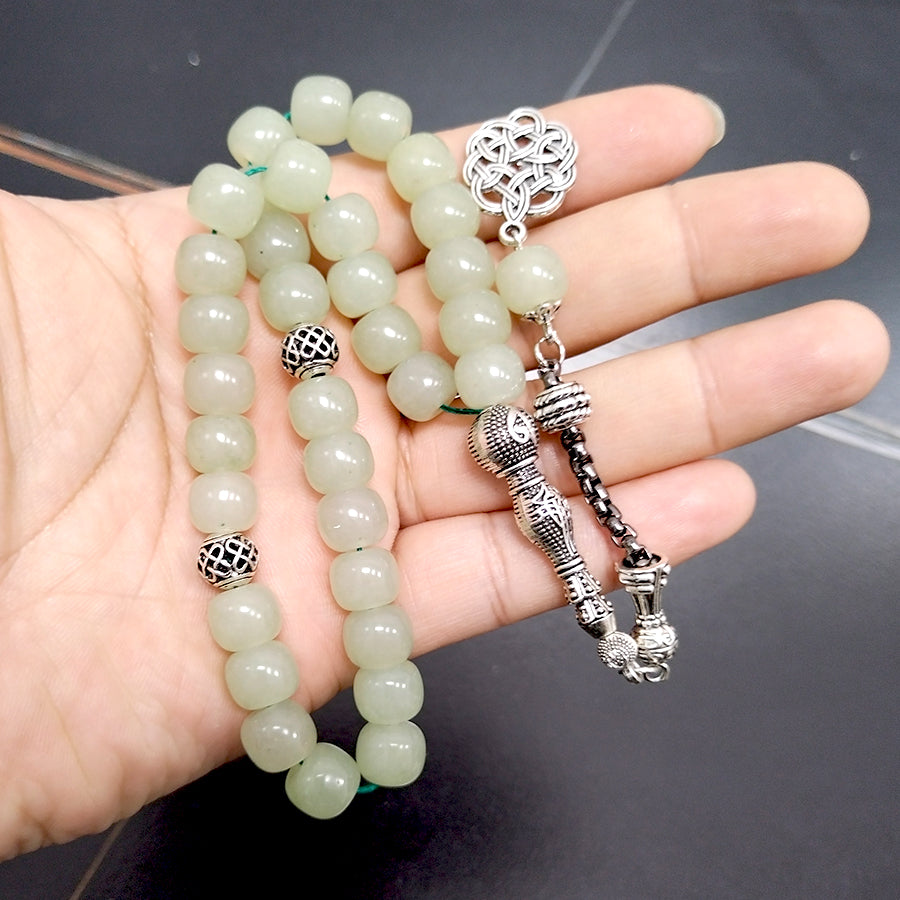 سبحة شينجيانغ اليشم حجر كريم طبيعي