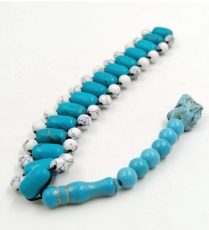 Turquoise 15 beads bracelet plus Hematite 15 beads