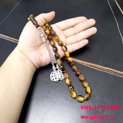 سبحة حجر عين النمر شكل الخرز برميل