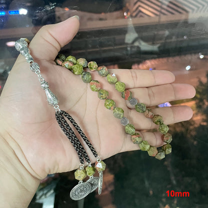 سبحة حجر إيبيدوت طبيعي شكل الخرز معين