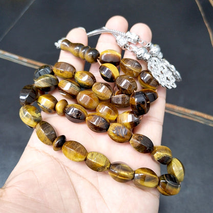 سبحة حجر عين النمر شكل الخرز برميل