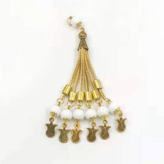 شرابة معدنية مع خرزات سيراميك ابيض - Albashan