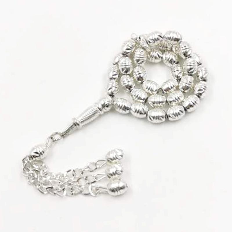 Tasbih Metal alloy silver-plated muslim bracelet turky jewelry 33 beads islamic gift - Bashatasbih