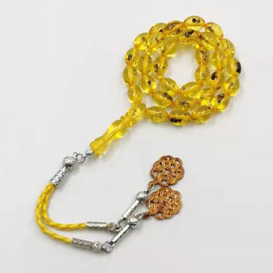 Yellow Real insect Tasbih Islam Rosary Muslim Golden bracelet Eid gift 33 prayer beads Man Misbaha insect Turkey Fashion Jewelry - Bashatasbih