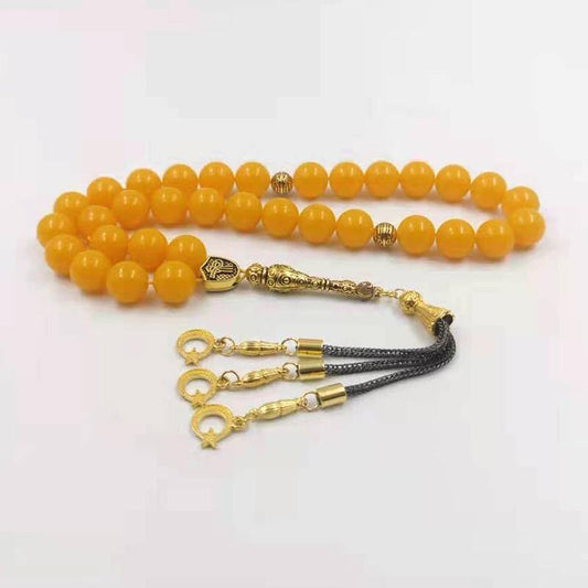 سبحة مستكة برتقالي مع الاكسسوار ذهبي مميزه - Albashan