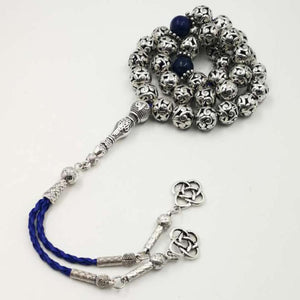 Man's tasbih metal alloy beads with Natural lapis lazuli - Bashatasbih