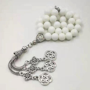 white ceramics tasbih Muslim Rosary prayer beads 33 66 99 beads white stone Misbaha - Bashatasbih