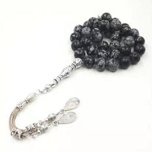 Natural Import Obsidian Man&#39;s Tasbih rosary Rare stone 33 Muslim misbaha Matel pendant Islam prayer beads bracelet Eid gift - Bashatasbih تحميل الصورة في عارض المعرض
