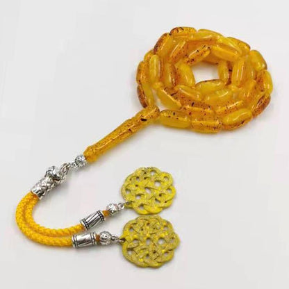 Yellow Tasbih Ambers Color Islam Rosary Muslim bracelet 33-99 prayer beads Arab Accessories Man Misbaha Turkey Fashion Jewelry - Bashatasbih