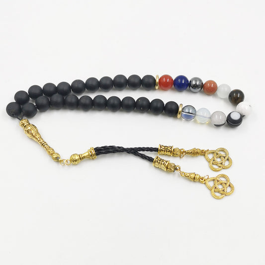 سبحة عقيق مطفي مع  12 انواع الاحجار مختلف