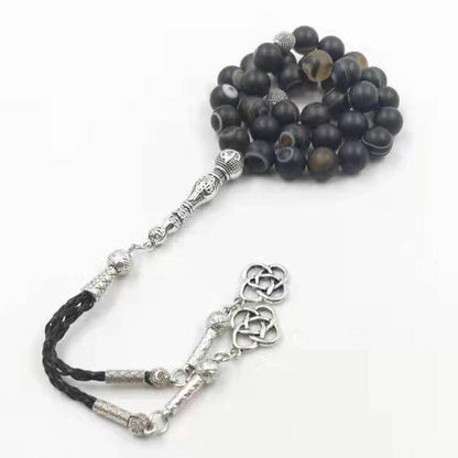 Natural Black Sulaimani Eyes Agates stone Tasbih prayer beads Misbaha 33beads New styles Muslim Man's jewelry rosary - Bashatasbih