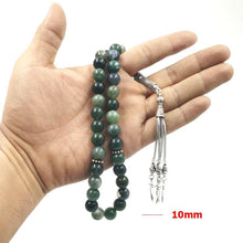 Natural Aquatic Agates Rosary stone Tasbih islam 33 66 99 beads New style Green Man&#39;s prayer beads - Bashatasbih تحميل الصورة في عارض المعرض
