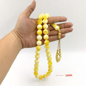 turkish design ambers Big Tasbih 33 Resin Beads yellow color tesbih Metal tassels of high quality Islam bracelets Muslim rosary - Bashatasbih