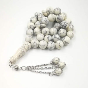 Muslim Tasbih White turquois prayer beads 33 beads stone Rosary - Bashatasbih