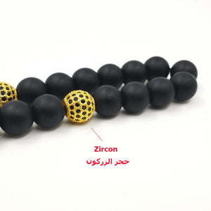 Men's Tasbih Frosted agate with zircon stone beads - Bashatasbih