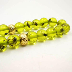 Green Resin tasbih gift Eid al-Adha real Insect Rosary Golden tassel 33 45 66 99 prayer beads pusheen Man's Misbaha Bracelets - Bashatasbih