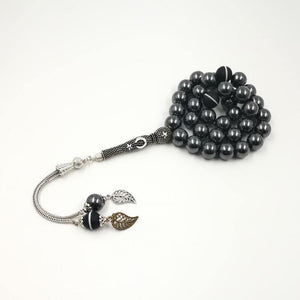 Natural stone Hematite Tasbih tassel agatee and Hematite prayer beads 33 66 99beads stone Rosary - Bashatasbih