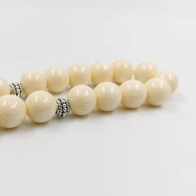 Resin Tasbih ivory Color with Natural wolf teeth Pendant - Bashatasbih