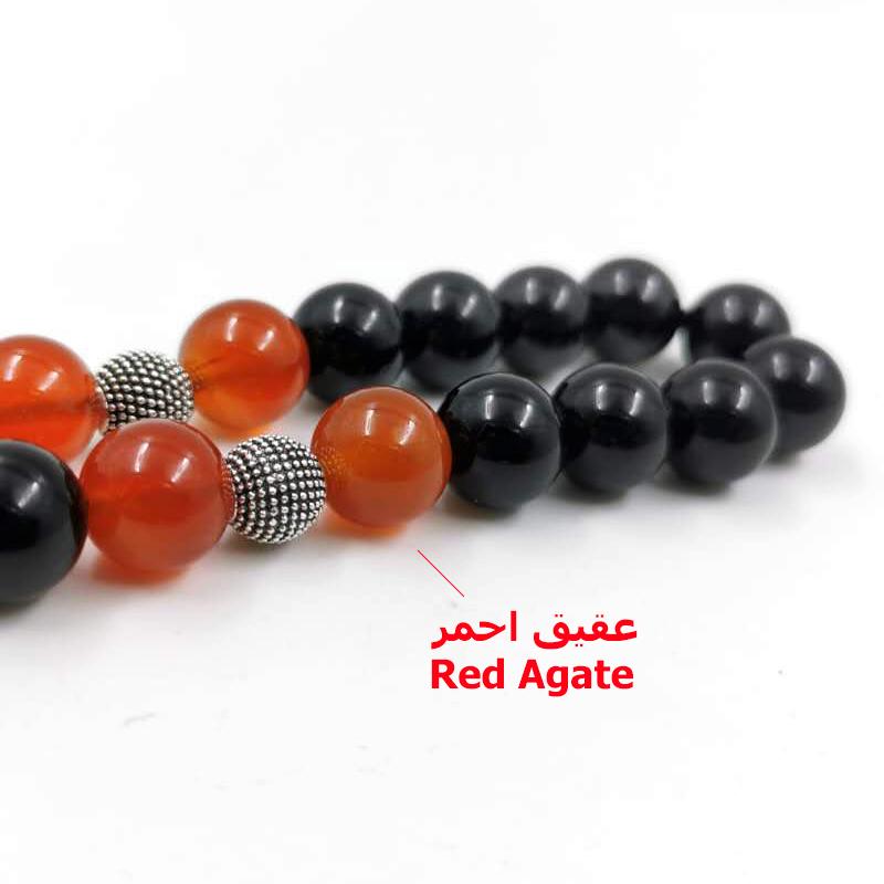Tasbih Natural Black Agate with red agate stone 33 prayer beads muslim gifts bracelet islamic jewellery misbaha Eid ramadan mubark accessories gifts - Bashatasbih