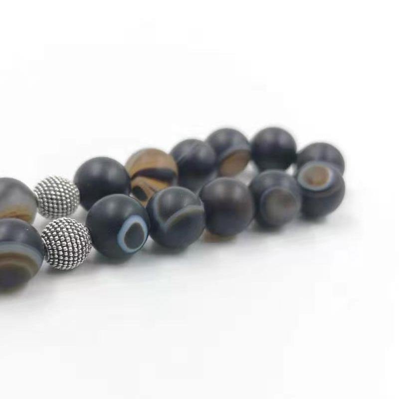 Natural Black Sulaimani Eyes Agates stone Tasbih prayer beads Misbaha 33beads New styles Muslim Man's jewelry rosary - Bashatasbih