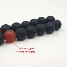 Man&#39;s tasbih Natural Frosted black agates with Old Red Agates beads misbaha Metal Eyes tassel Onxy prayer beads 33 66 99beads - Bashatasbih تحميل الصورة في عارض المعرض
