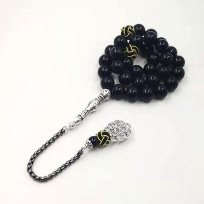 Natural Black Agates rosary Muslim Tasbih gift islam misbaha Man's Onxy prayer beads 33 66 99beads stone Rosary - Bashatasbih