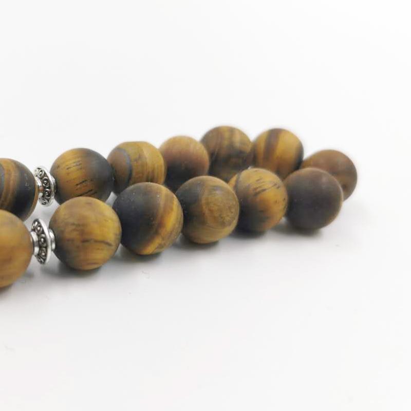 Tasbih Frosted Natural Tiger eyes stone bracelet - Bashatasbih