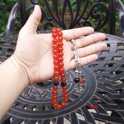 Natural Red Agates with Onyx 33 Tasbih Islam misbaha Muslim Everything is new bracelet prayer beads 33 66 99beads stone Rosary - Bashatasbih