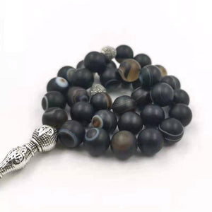 Natural Black Sulaimani Eyes Agates stone Tasbih prayer beads Misbaha 33beads New styles Muslim Man's jewelry rosary - Bashatasbih