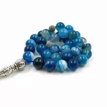 Natural Blue agates stone Tasbih prayer beads Misbaha 33 66 99beads New styles Cotton Tassel Professional Muslim Man&#39;s rosary - Bashatasbih تحميل الصورة في عارض المعرض
