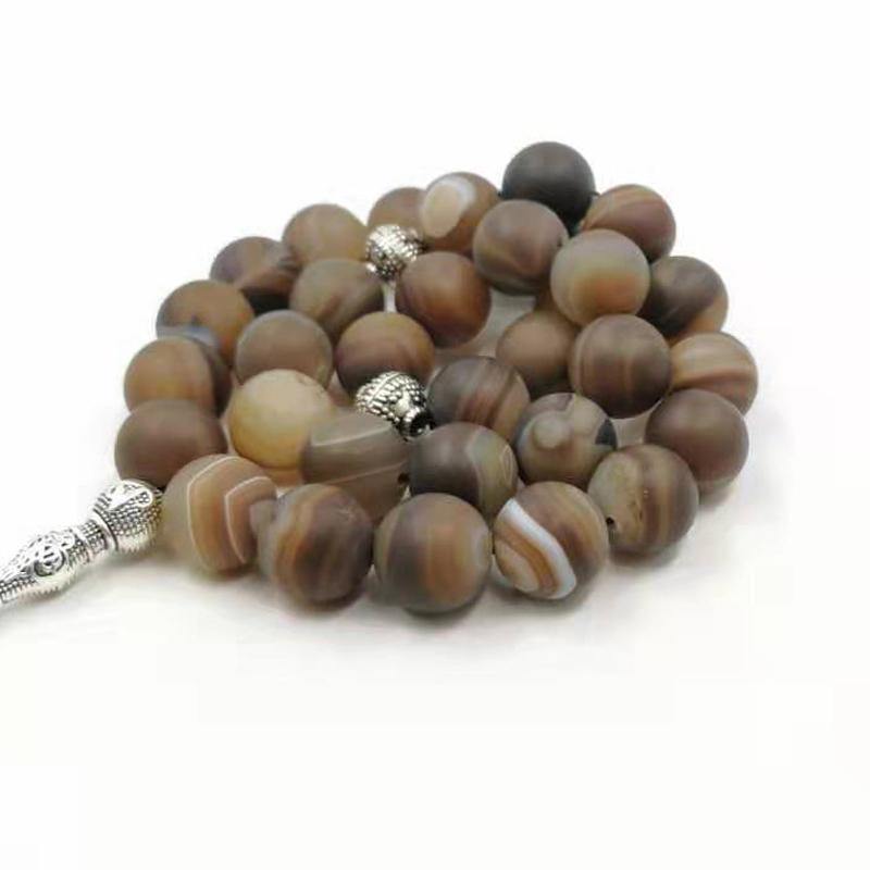Big Man's Tasbih Natural Frosted agates 33 Prayer bead misbaha Special Rosary Muslim Accessories jewelry bracelet Masbaha - Bashatasbih