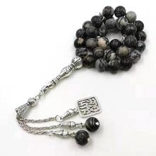Natural Zebra stone tasbih with Mashallah Pendant Muslim man misbaha prayer beads 33 66 99beads Arabic fashion Rosary - Bashatasbih تحميل الصورة في عارض المعرض
