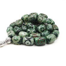Eyes Agates stone Tasbih natural agates Men&#39;s prayer beads rosary Muslim green 33 beads Misbaha - Bashatasbih تحميل الصورة في عارض المعرض
