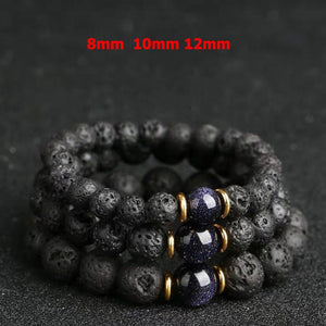 Natural LAVA Volcanic stone Bracelet with Blue sandstone - Bashatasbih