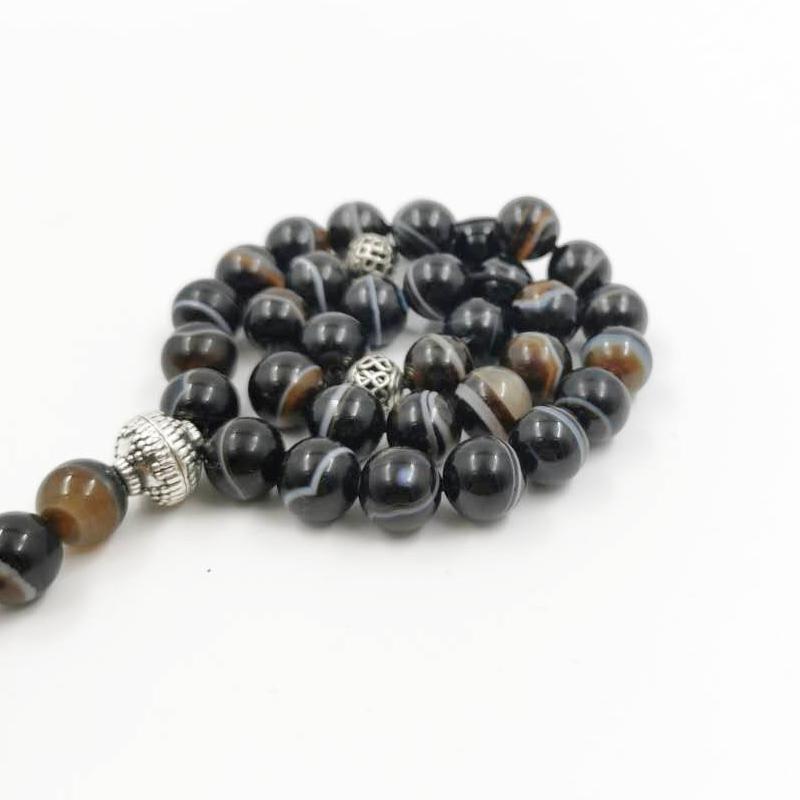 Tasbih Natural agate with hematite stone - Bashatasbih